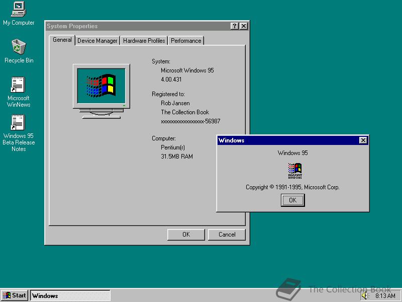 Microsoft Windows 95, 4.00.431 - The Collection Book