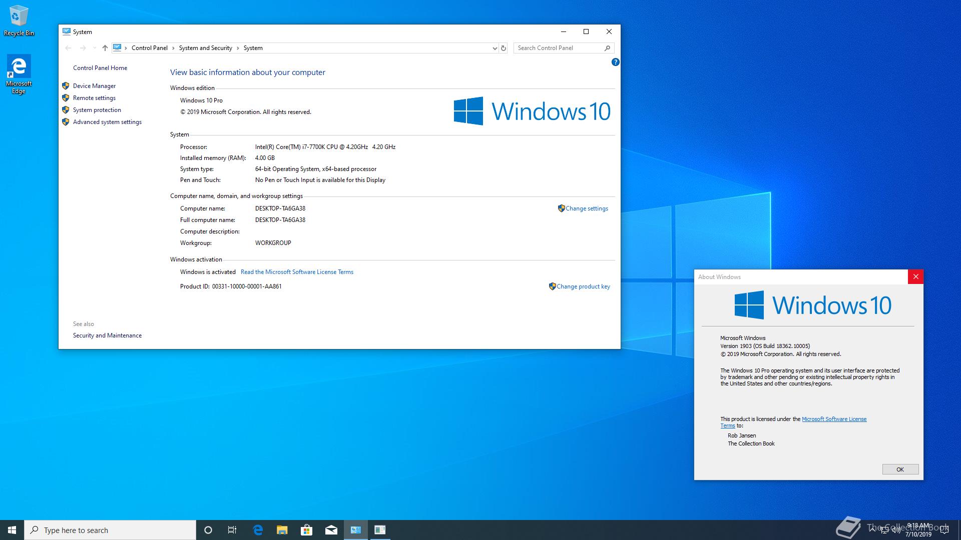 Microsoft Windows 10 v1909, 10.0.18362.10005 - The Collection Book