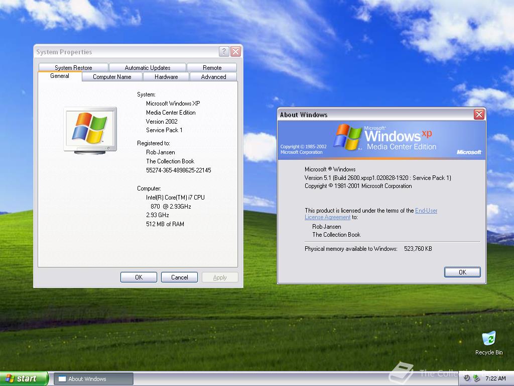 Microsoft Windows XP Media Center Edition, 5.1.2600.1106 - The ...