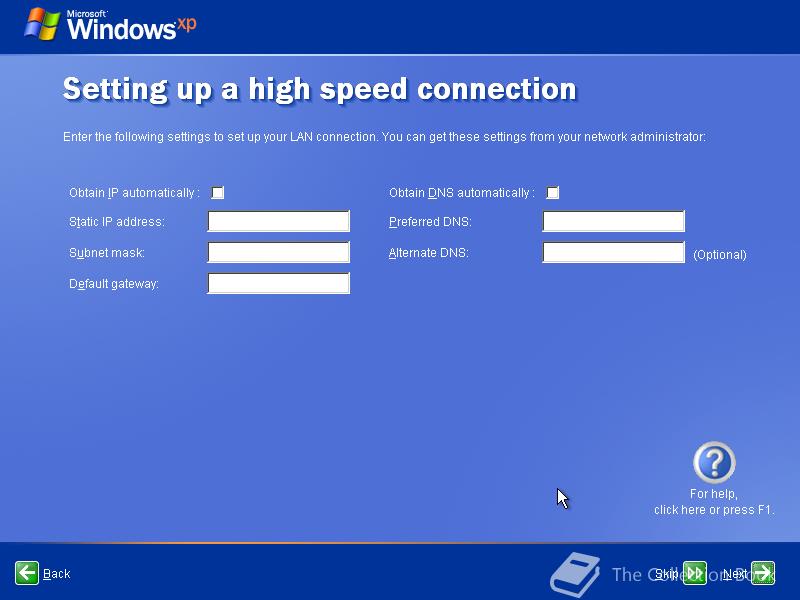 Windows xp setup